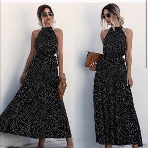 Boho floral halter maxi dress